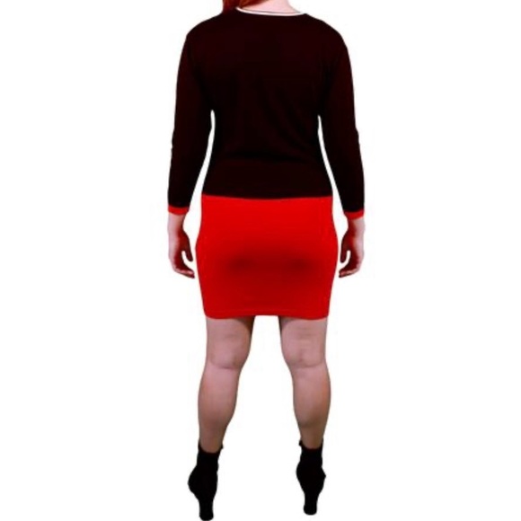 New Area Stars Color Block Stripe Mini Sweater Dress Black White Red Size Small - Picture 4 of 16